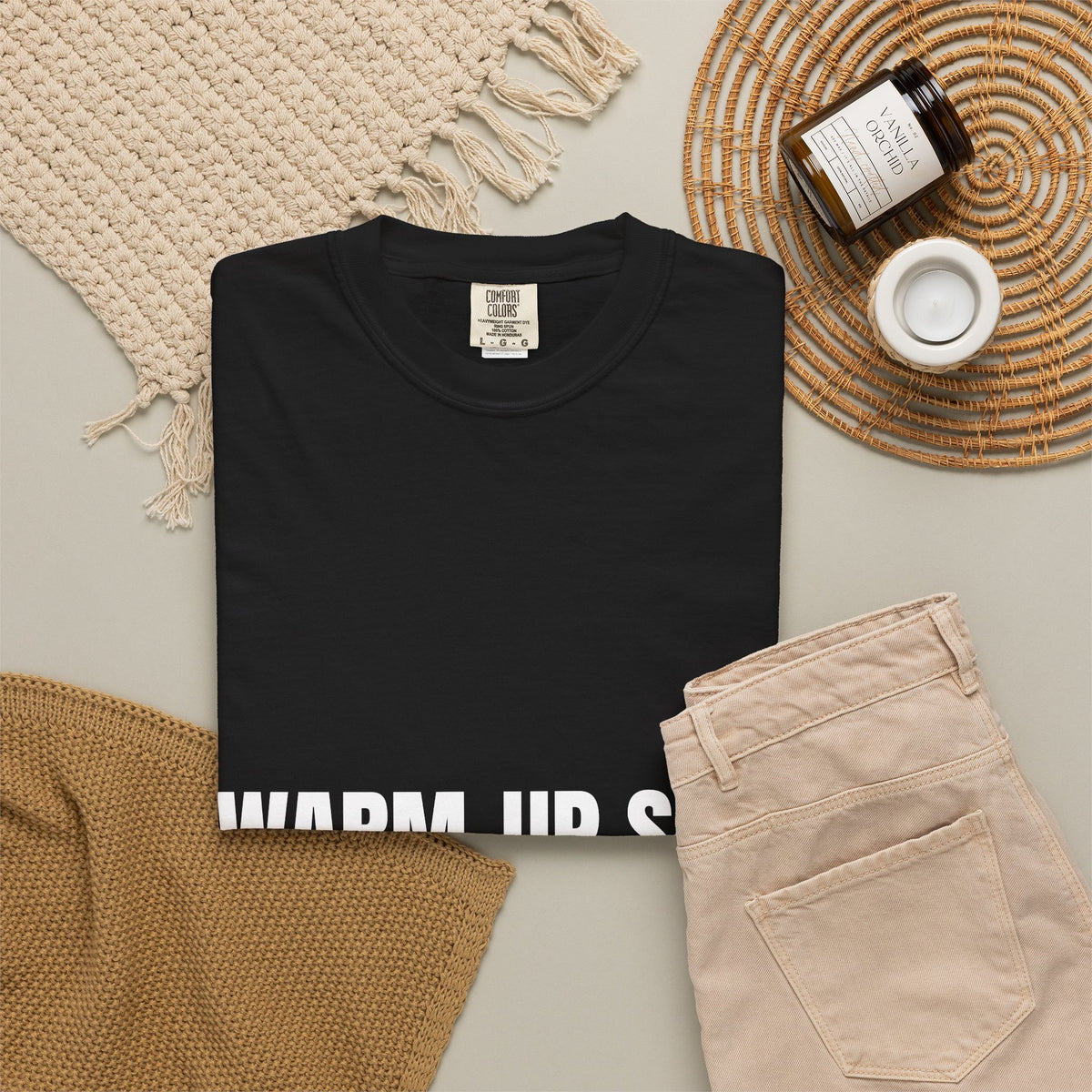 Dynamic Fitness "Warm-Up Sets Are My Cardio" Tee – Heavyweight Garment-Dyed