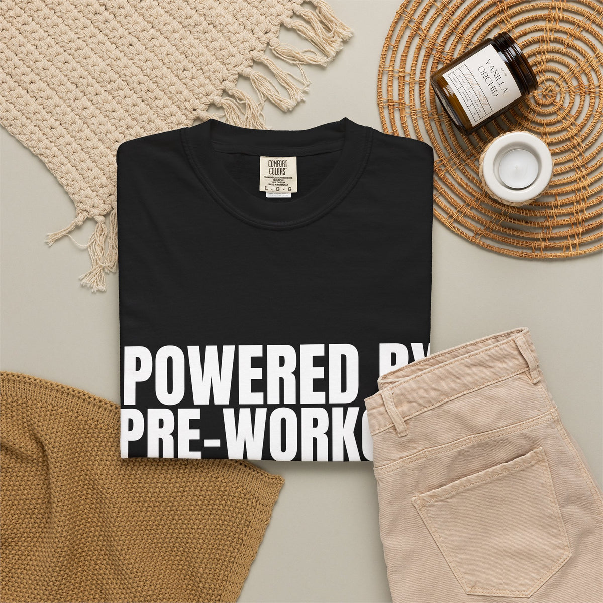 Dynamic Fitness "Powered By Pre-Workout" Tee – Heavyweight Garment-Dyed