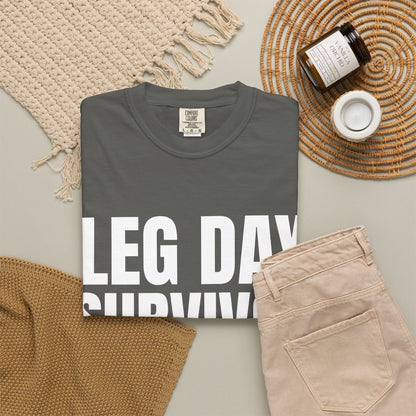 Dynamic Fitness "Leg Day Survivor" Tee – Heavyweight Garment-Dyed