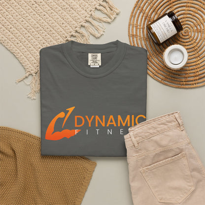 Dynamic Fitness Logo Tee – Heavyweight Garment-Dyed Training T-Shirt