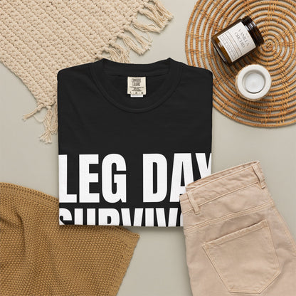Dynamic Fitness "Leg Day Survivor" Tee – Heavyweight Garment-Dyed