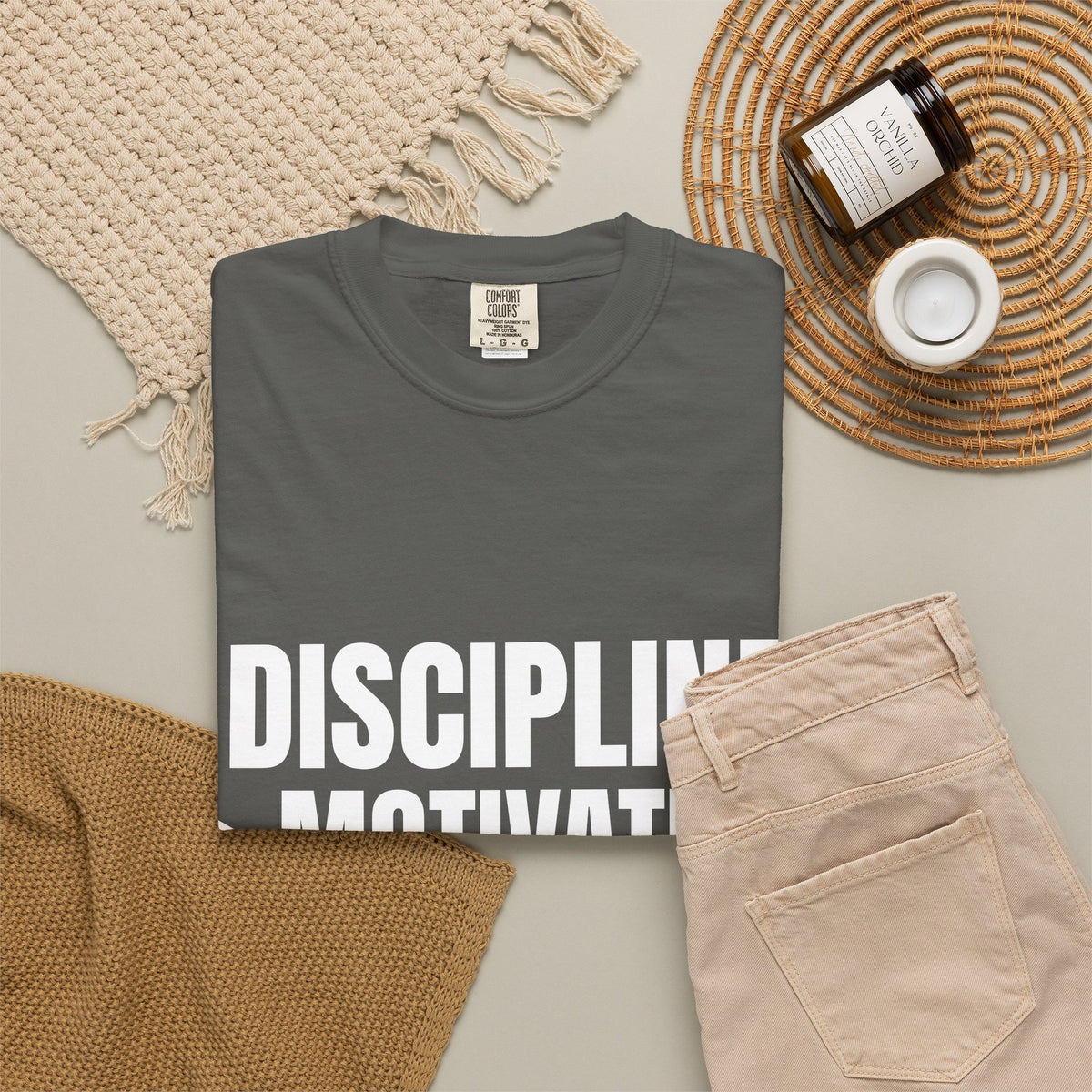 Dynamic Fitness "Discipline > Motivation" Tee – Heavyweight Garment-Dyed