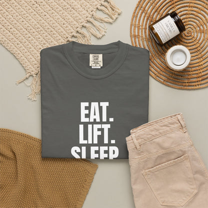 Dynamic Fitness "Eat. Lift. Sleep. Repeat." Tee – Heavyweight Garment-Dyed