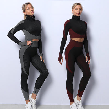 Women’s Quick-Dry Activewear Set – Striped Fitness Outfit