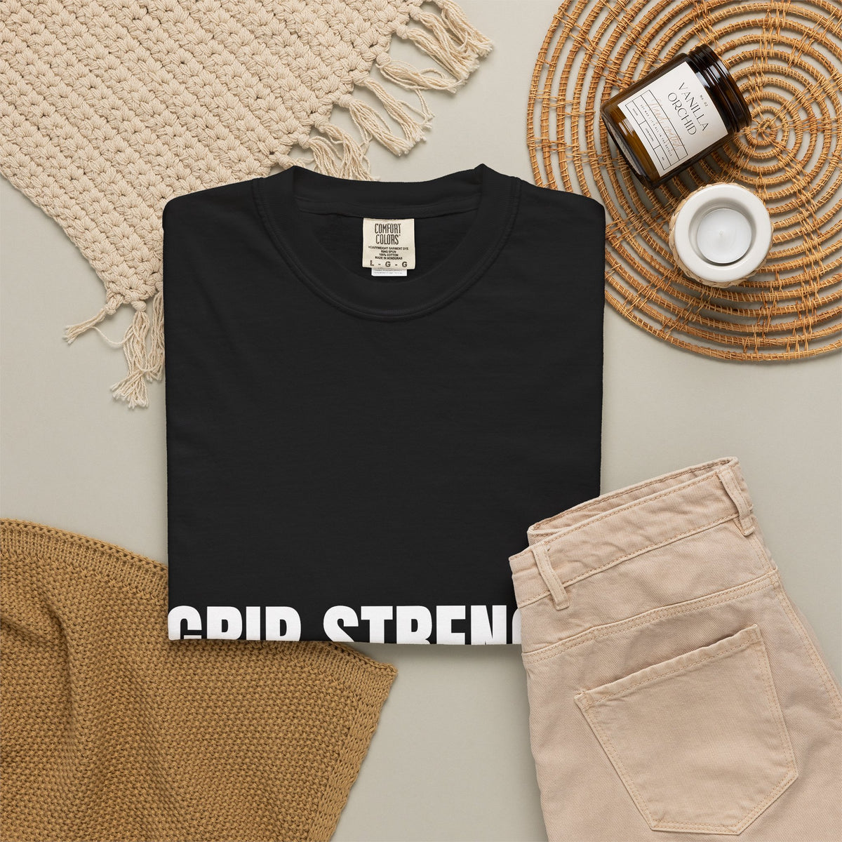 Dynamic Fitness "Grip Strength > Personality" Tee – Heavyweight Garment-Dyed