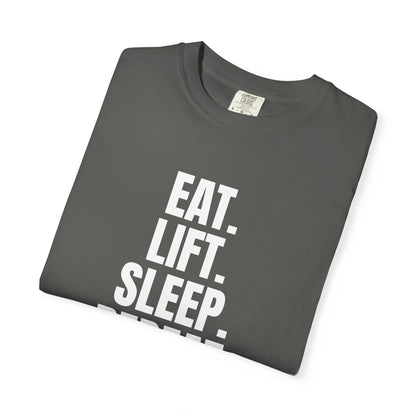 Dynamic Fitness "Eat. Lift. Sleep. Repeat." Tee – Heavyweight Garment-Dyed