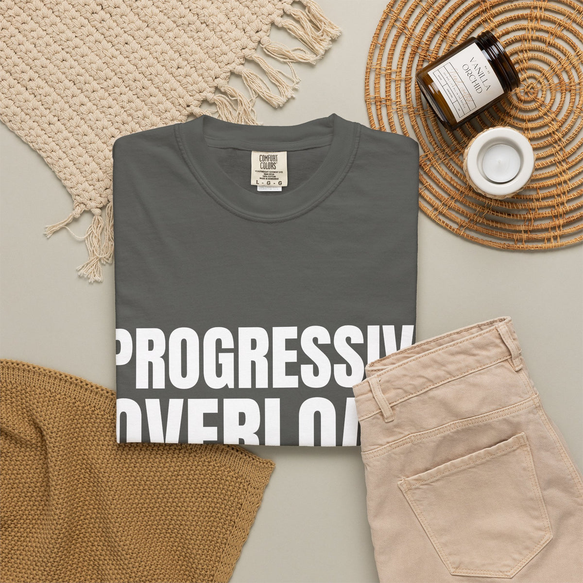 Dynamic Fitness "Progressive Overload." Tee – Heavyweight Garment-Dyed
