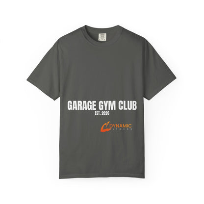 Dynamic Fitness "Garage Gym Club" Tee – Heavyweight Garment-Dyed