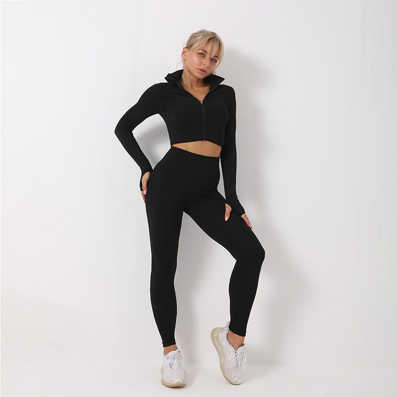 Women’s Quick-Dry Activewear Set – Striped Fitness Outfit