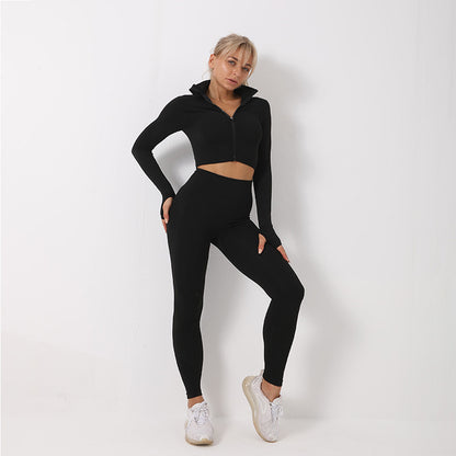 Women’s Quick-Dry Activewear Set – Striped Fitness Outfit