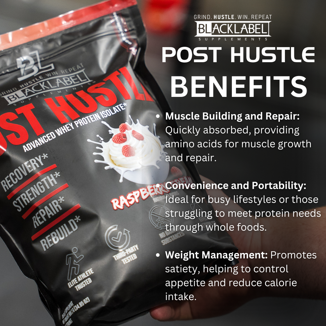 BLACKLABEL Post Hustle – Post-Workout Whey Protein & Muscle Recovery Supplement