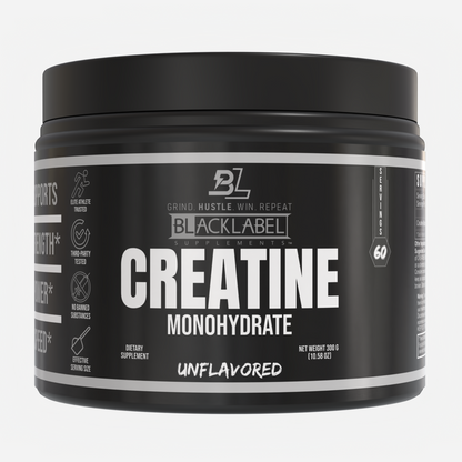 BLACKLABEL Creatine Monohydrate – Pure Unflavored Strength & Power Supplement