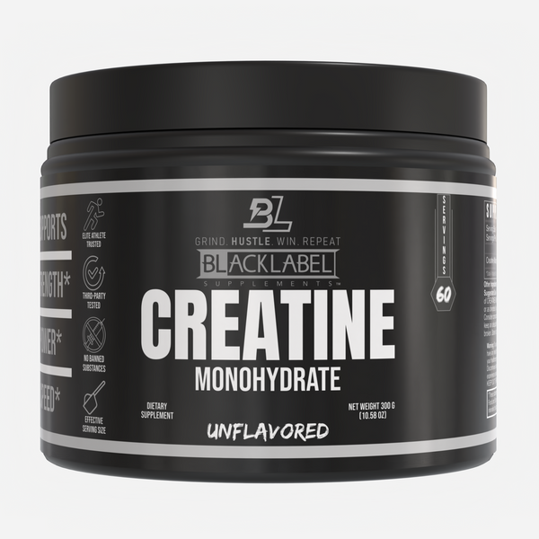 BLACKLABEL Creatine Monohydrate – Pure Unflavored Strength & Power Supplement