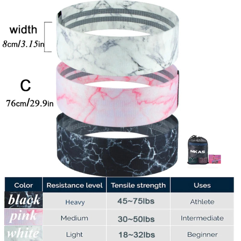 Dynamic Fitness Hip Resistance Bands Set – 3-Piece Fabric Loop Bands for Glutes, Legs & Squats