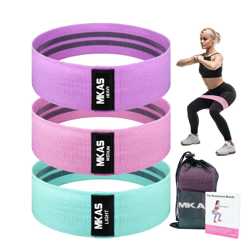 Dynamic Fitness Hip Resistance Bands Set – 3-Piece Fabric Loop Bands for Glutes, Legs & Squats