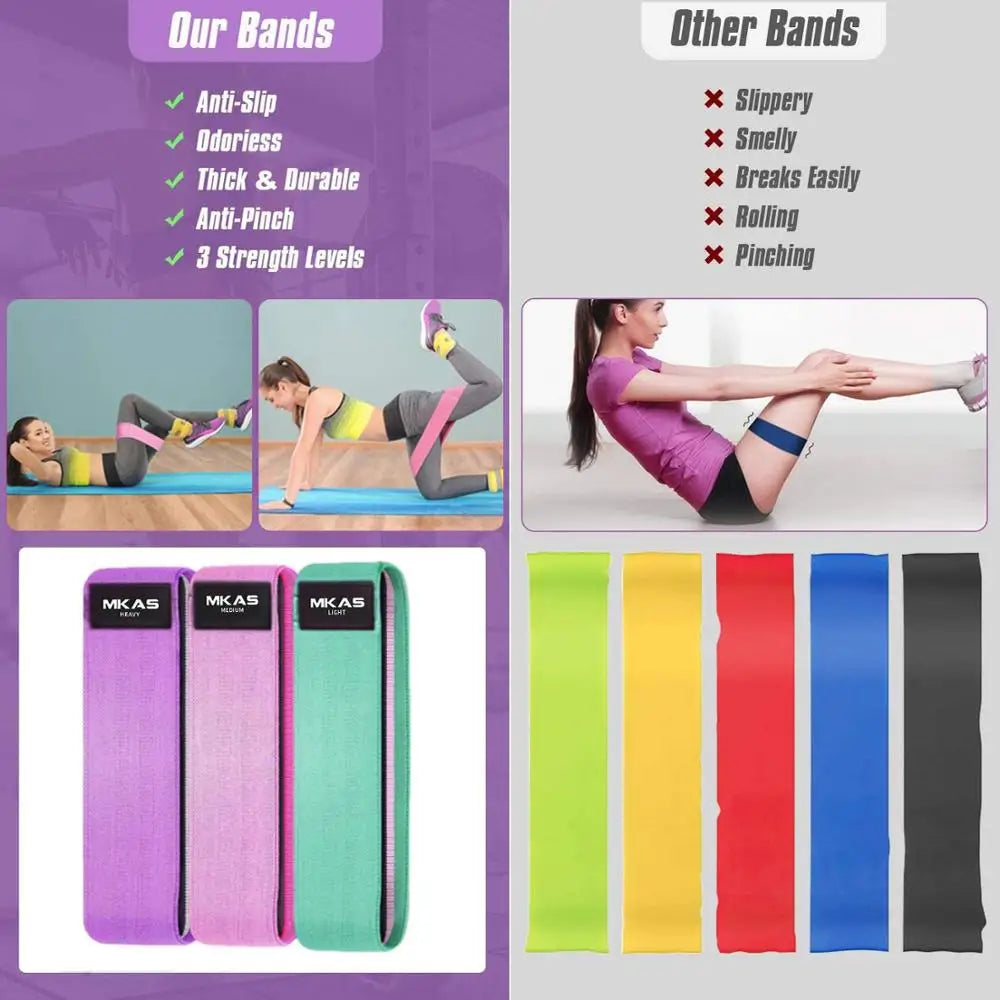 Dynamic Fitness Hip Resistance Bands Set – 3-Piece Fabric Loop Bands for Glutes, Legs & Squats
