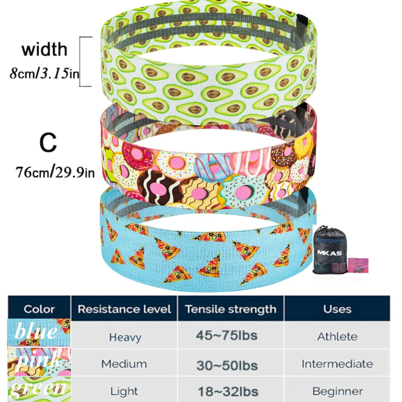 Dynamic Fitness Hip Resistance Bands Set – 3-Piece Fabric Loop Bands for Glutes, Legs & Squats