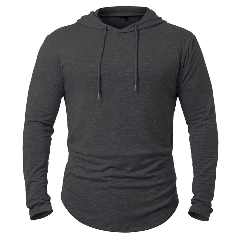 Dynamic Fitness Men's Lightweight Athletic Hoodie – Long Sleeve Gym & Running Pullover