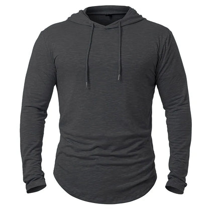Dynamic Fitness Men's Lightweight Athletic Hoodie – Long Sleeve Gym & Running Pullover