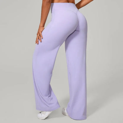 Dynamic Fitness Women's Hip-Lift Straight Leg Yoga Pants – Wide Leg Running & Fitness Leggings
