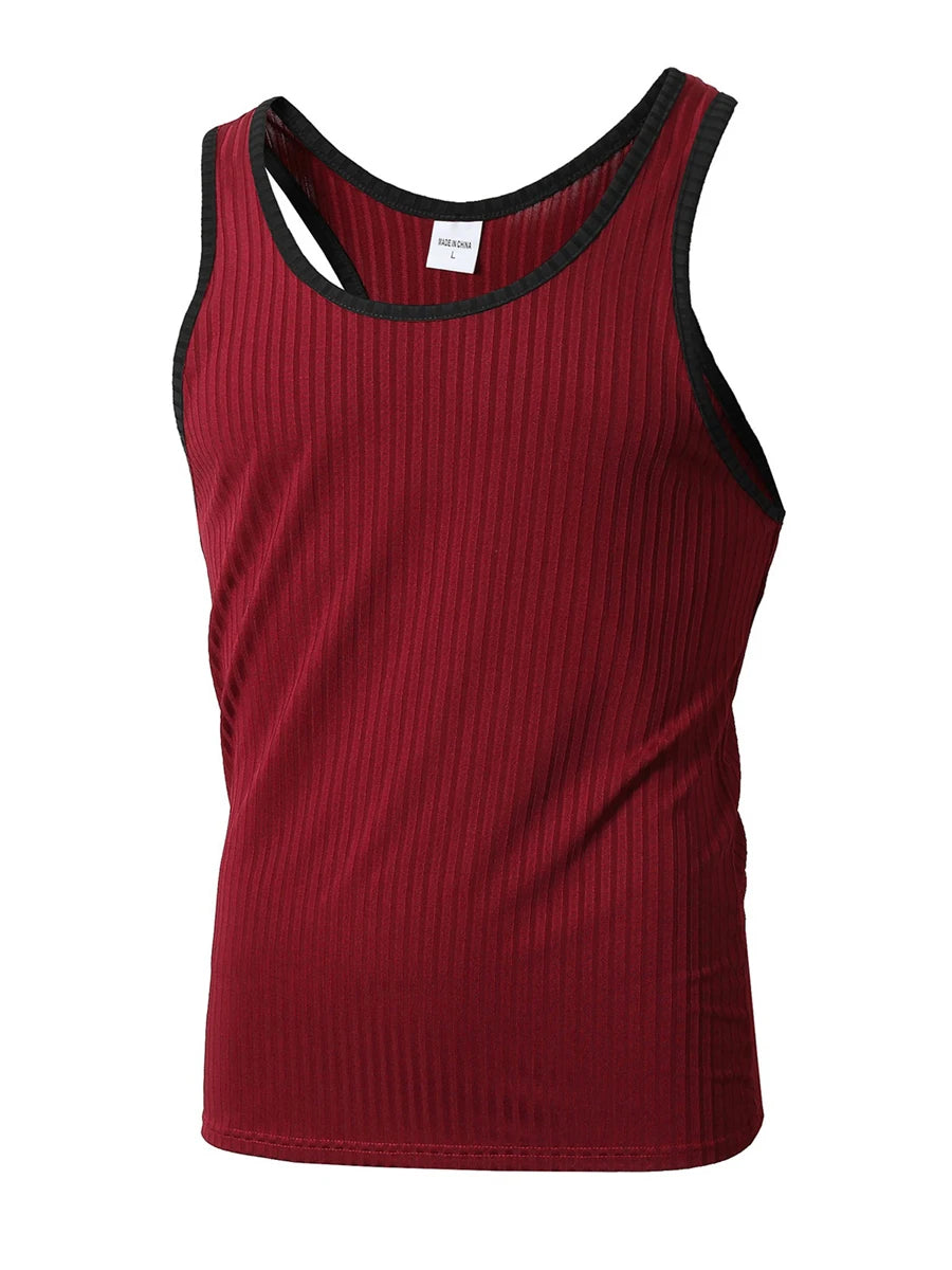 Dynamic Fitness Men's Racerback Muscle Tank Top – Contrast Color Sleeveless Gym Shirt