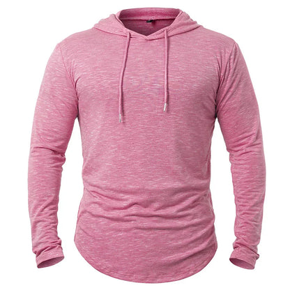 Dynamic Fitness Men's Lightweight Athletic Hoodie – Long Sleeve Gym & Running Pullover