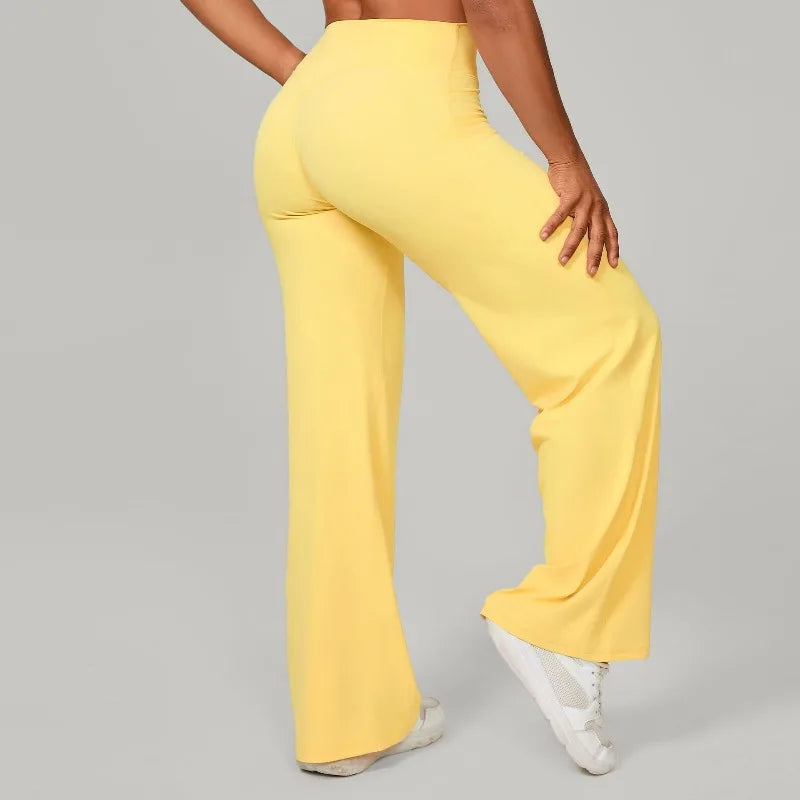 Dynamic Fitness Women's Hip-Lift Straight Leg Yoga Pants – Wide Leg Running & Fitness Leggings