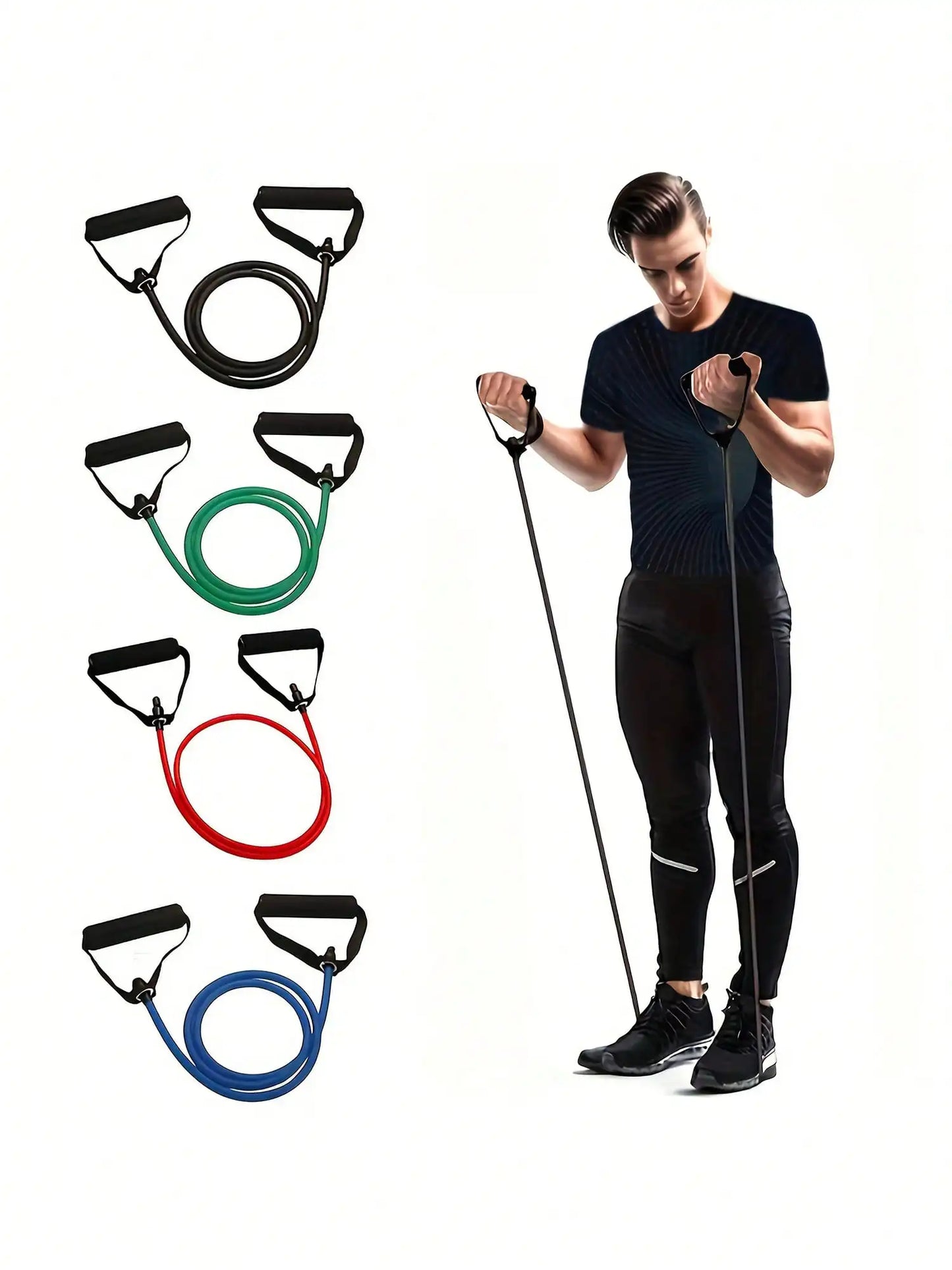 Dynamic Fitness 30LB Resistance Bands with Handles – Home Gym Strength Training Set