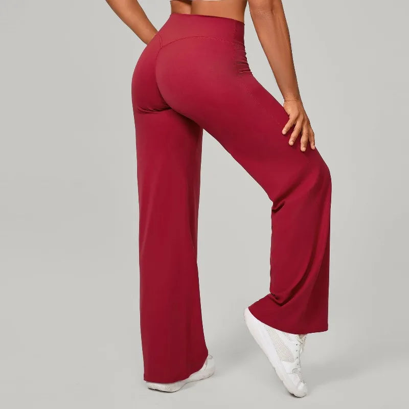 Dynamic Fitness Women's Hip-Lift Straight Leg Yoga Pants – Wide Leg Running & Fitness Leggings