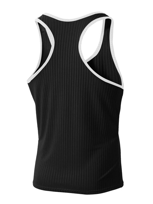 Dynamic Fitness Men's Racerback Muscle Tank Top – Contrast Color Sleeveless Gym Shirt