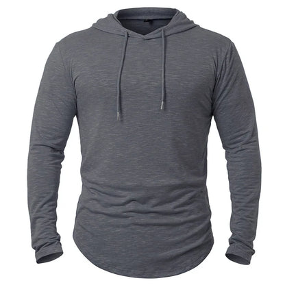 Dynamic Fitness Men's Lightweight Athletic Hoodie – Long Sleeve Gym & Running Pullover