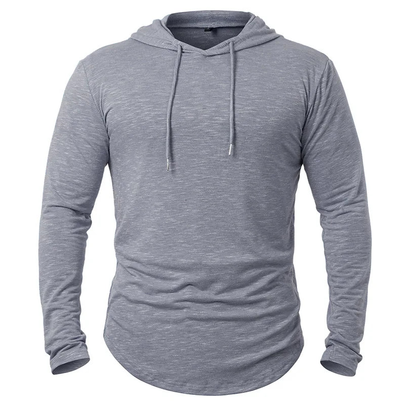Dynamic Fitness Men's Lightweight Athletic Hoodie – Long Sleeve Gym & Running Pullover
