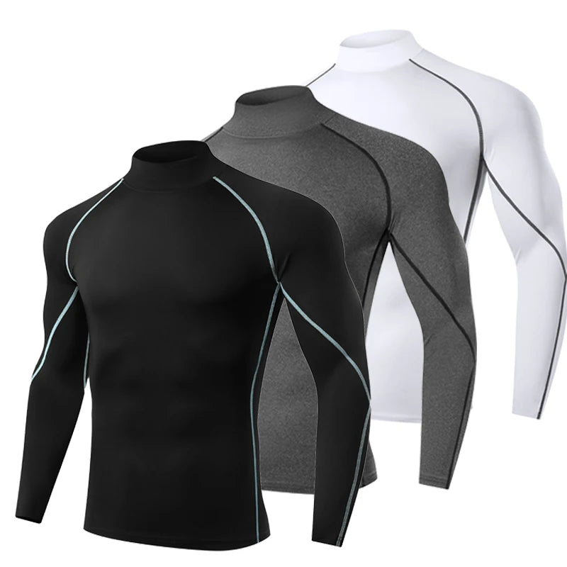 Dynamic Fitness Men's Long Sleeve Compression Running Shirt – Quick Dry Gym T-Shirt