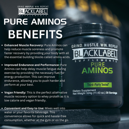 BLACKLABEL Pure Aminos – BCAA & Essential Amino Acid Recovery Supplement