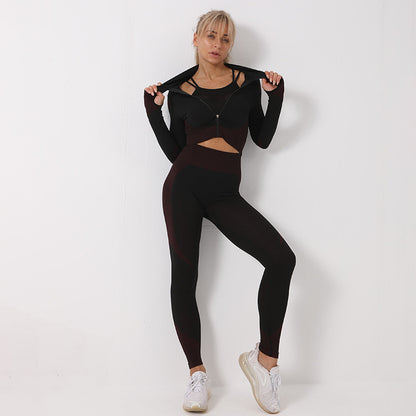 Women’s Quick-Dry Activewear Set – Striped Fitness Outfit