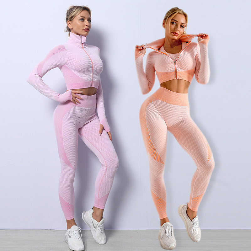 Women’s Quick-Dry Activewear Set – Striped Fitness Outfit