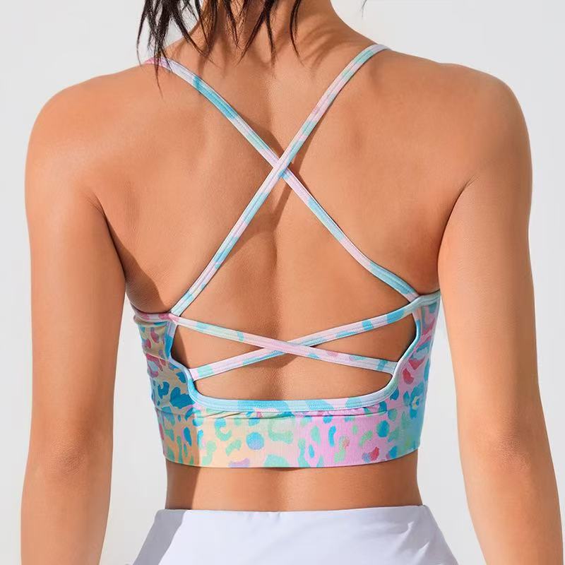 Women's Floral Sports Bra - Cross Strap Back Summer Activewear Wireless Padded Yoga Bra Daily Workout Comfortable Fitness Top