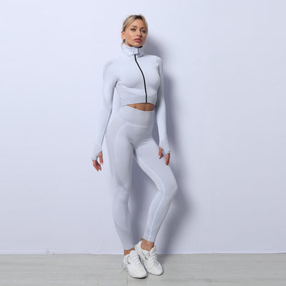 Women’s Quick-Dry Activewear Set – Striped Fitness Outfit