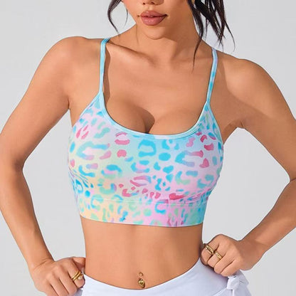 Women's Floral Sports Bra - Cross Strap Back Summer Activewear Wireless Padded Yoga Bra Daily Workout Comfortable Fitness Top